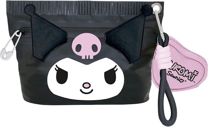 Kuromi Sanrio Dark Kawaii Design Toiletry Bag with Decorative Keyring Ideal for Makeup, Cosmetics and Personal Accessories by Unknown