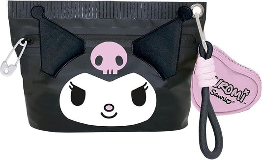 Kuromi Sanrio Dark Kawaii Design Toiletry Bag with Decorative Keyring Ideal for Makeup, Cosmetics and Personal Accessories by Unknown
