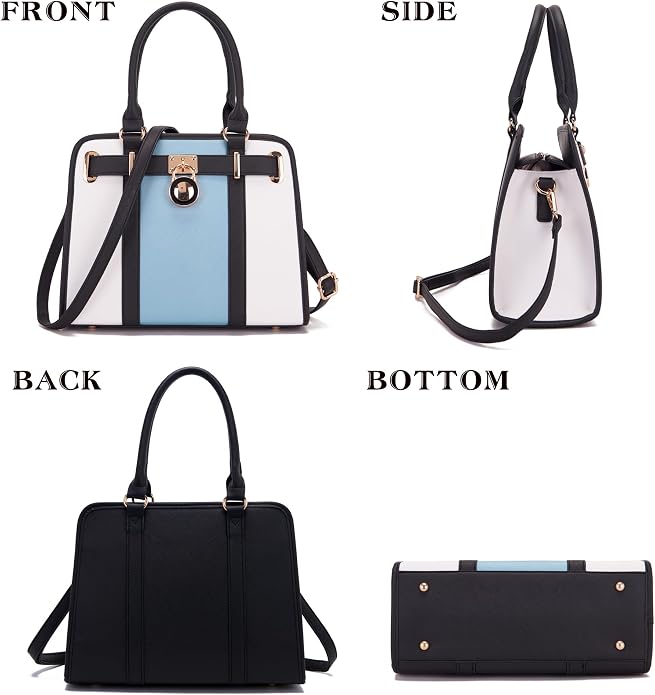 Qiyuer Structured Satchel Tote Handbags Set Women Purses with RFID Wallet | Premium, Sturdy, Spacious, Chic for Daily & Work, Vegan PU Leather, Multi-way Carry, Large Capacity RFID Wallet, Ideal Gift - Image 4