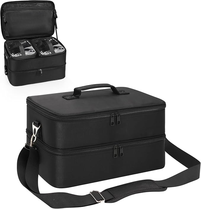 Extra Large Makeup Case, Professional Makeup Artist Traveling Bag, Double Layer Lightweight XL Makeup Travel Case Organizer for Artist Hairstylist Crafters with 2 Detachable Pouch & Shoulder Strap - Image 9