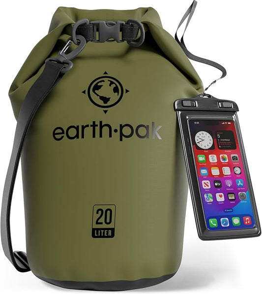 Earth Pak Waterproof Dry Bag - Roll Top Waterproof Backpack Sack Keeps Gear Dry for Kayak with Waterproof Phone Case by earthpak