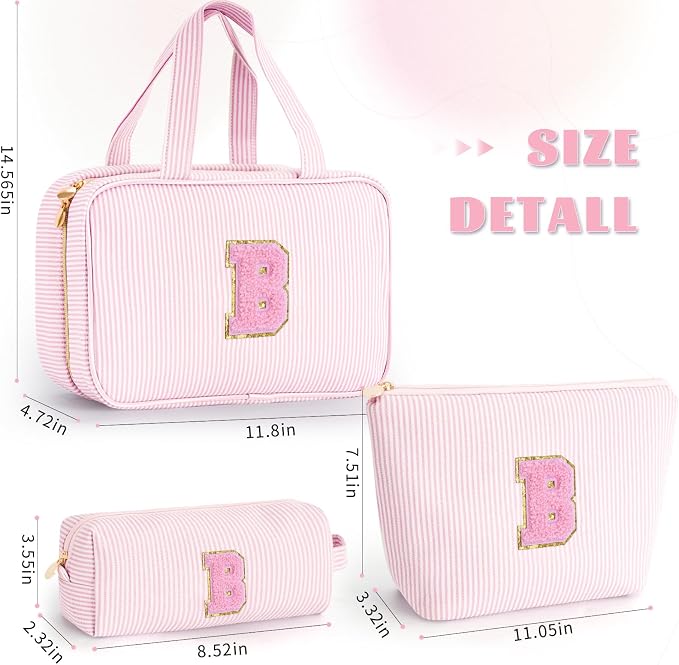 Gifts for Teen Girls Women - Travel Hanging Toiletry Bag & Makeup Bag - Personalized Initial Cosmetic Bag | Birthday Gift for Girl Trendy Stuff - Pink B - Image 6