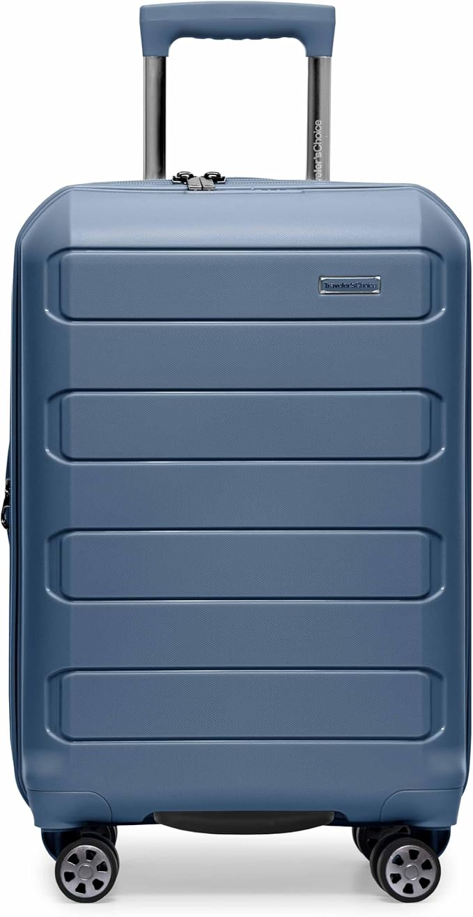 Traveler's Choice Pagosa Hardshell Expandable Luggage with Spinner Wheels, Slate Blue, 22-Inch Carry-on - Image 2