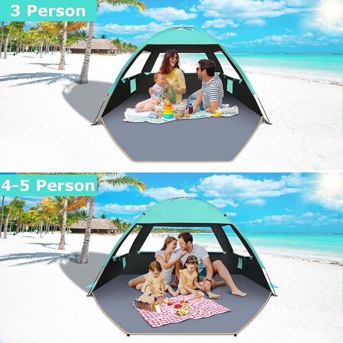 Gorich Beach Tent Sun Shelter for 3/4/6/8/10 Person with UPF 50＋ UV Protection, Lightweight & Easy Setup Beach Shade Canopy, Portable Beach Shade Tent Beach Cabana - Image 6