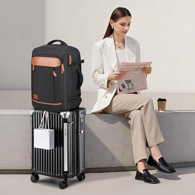 Joyway 20in Carry On Luggage with Cup Holder and USB Port, 25% Expandable Capacity, Smart Suitcase with Anti Slip Wheels and Backpack, Perfect for Men and Women 3 Piece Set Black - Image 6