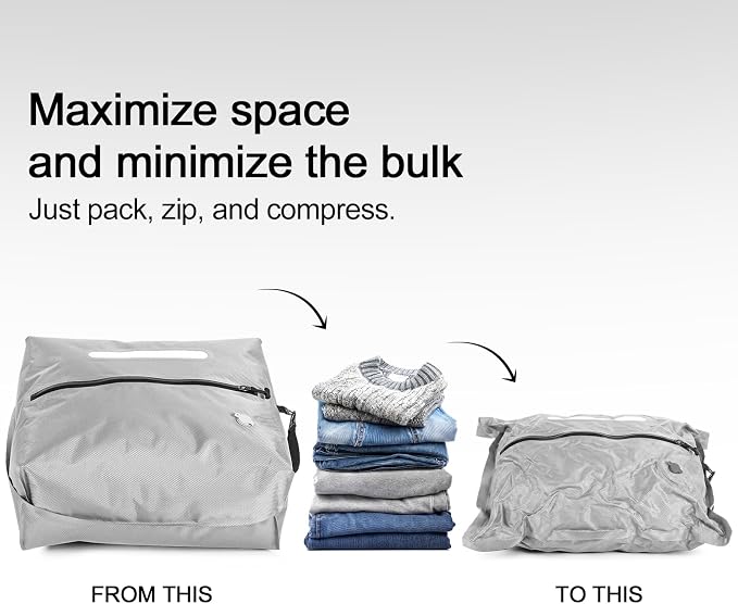 3 Pcs Travel Vacuum Seal Bags 48l with Liquid Erasable Pen Vacuum Sealed Compression Storage Bags Carry-on Compression Packing Cubes for Luggage Backpacks Suitcase Clothes - Image 3