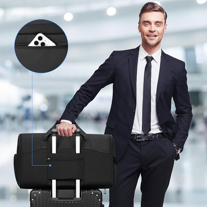 Garment Duffle Bag for Men,Convertible Garment Bags for Travel,Suit Carry-on Travel Bag Expandable with Shoes Compartment for Business Trip,Weekend(Black) - Image 8