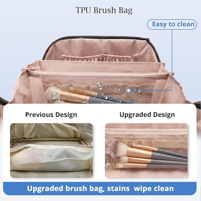 Personalized Gift Travel Makeup Bag: Initial Makeup Organizer Bag for Women | 3-in-1 Custom Make up Bag Set - Vegan Leather Travel Cosmetic Bag - Luxury Gift for Women – Birthday, Anniversary, Graduation - Image 4