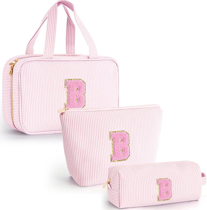 Gifts for Teen Girls Women - Travel Hanging Toiletry Bag & Makeup Bag - Personalized Initial Cosmetic Bag | Birthday Gift for Girl Trendy Stuff - Pink B by Unknown
