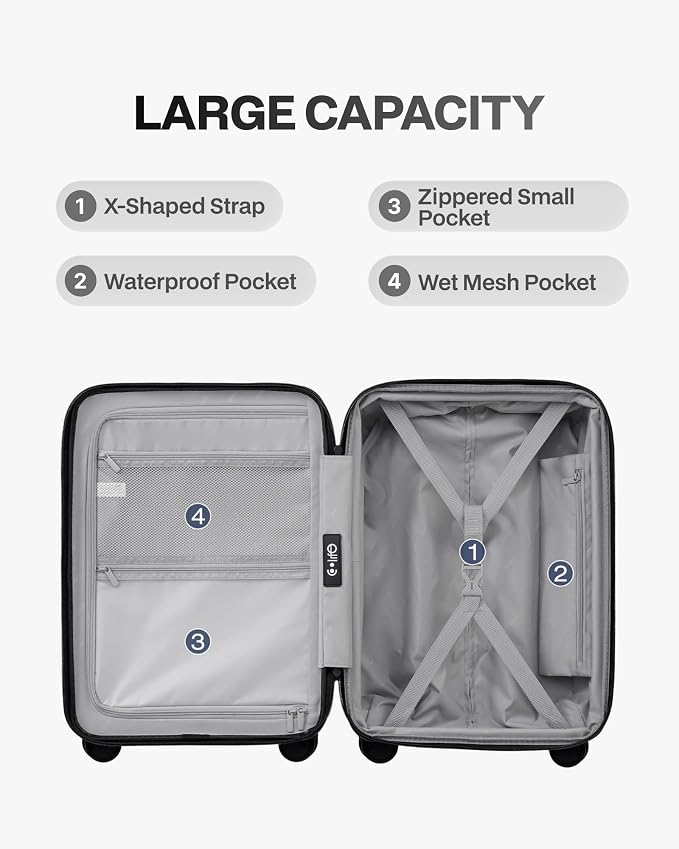 Coolife Luggage Sets Checked Suitcases - 2 Piece, Travel Carry on with Spinner Wheels, Expandable Hardside Large Suitcase with TSA Lock,20+29 Inch Green - Image 6