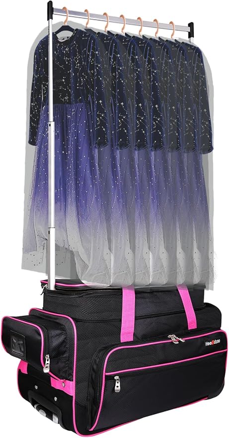 Dance Bag with Garment Rack,23inch Dance Competition Garment Bags with Clothes Rack,Suitcase,Rolling Duffle for Travel, Wheeled Drop-Bottom Upright Luggage Closet Suitcase(Expand-Purple by Heendzoo