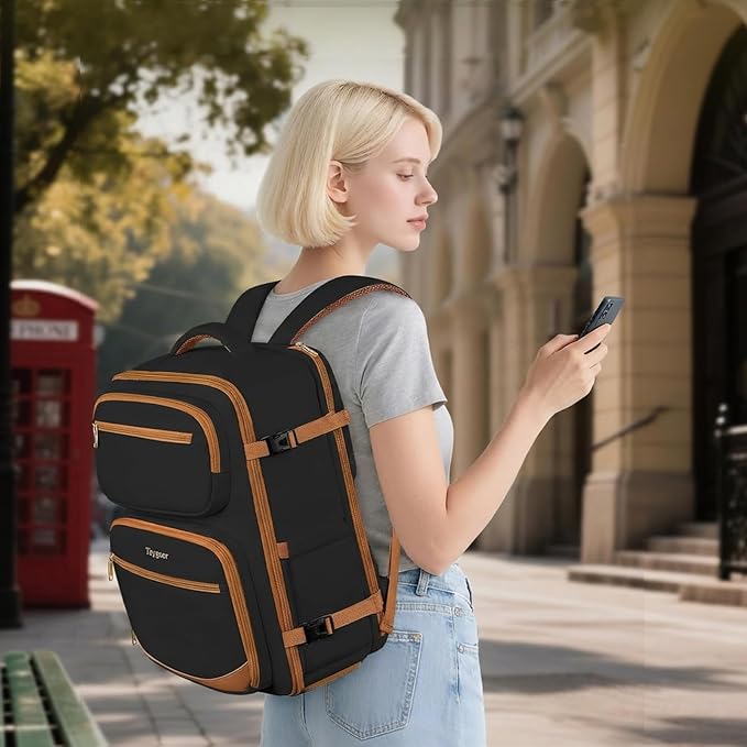 Taygeer Frontier Airlines Personal Item Bag 18x14x8, Carry on Backpack 40L | Underseat Travel Backpack for Women & Men with Makeup Compartment & Wet Bag, Fits Spirit Frontier Allegiant, Black Brown - Image 7