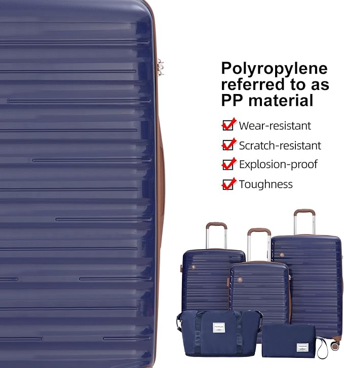 Travelhouse Luggage Sets 5 Piece with Double Spinner Wheels,PP Hardside Suitcase Sets with TSA Lock,Carry On Luggage Set with Travel Duffle Bag for Women and Men - Image 4