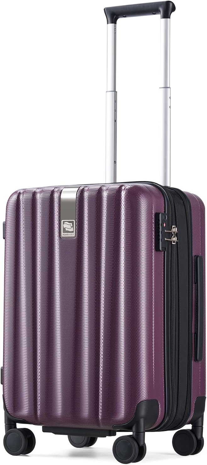 Hanke 20 Inch Expandable Carry on Luggage 22x14x9 Airline Approved Lightweight PC Hard Shell Suitcases with Wheels Tsa Luggage Rolling Suitcase Travel Luggage Bag for Weekender(Purple) by Hanke