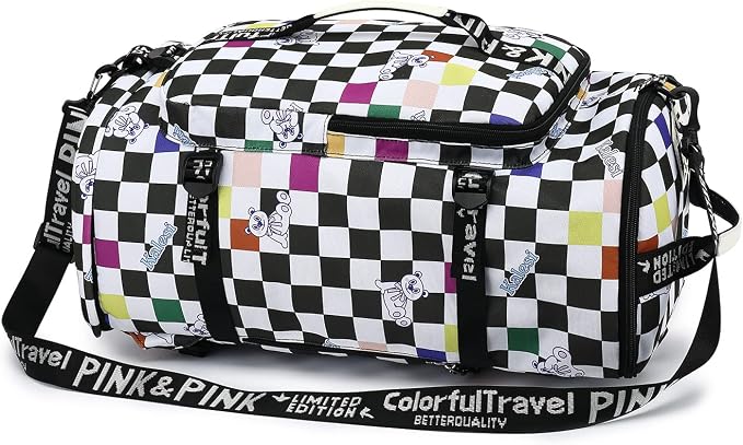 Kalesi Gym Duffle Bag Backpack 4-Way Waterproof with Shoes Compartment for travel Sport Hiking laptop (Checkerboard) - Image 9