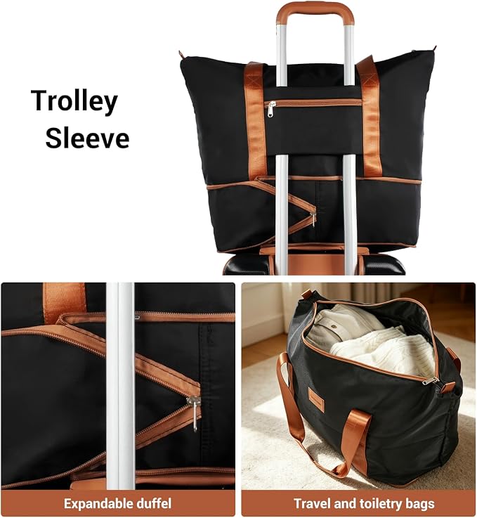 3 Piece ABS+PC Luggage Set, Carry On with Spinner & Duffle | 20" Carry-On + Waterproof Underseat Duffel + Toiletry Bag. 360° Spinner Wheels,Fits Overhead Bins,For Business & Travel - Image 5