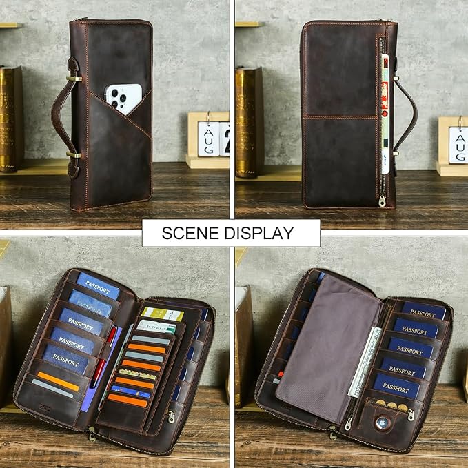 CONTACTS Family Passport Holder for 10 Full Grain Leather Compatible with Airtag Passport Holder for Family Travel Document Organizer Multiple Rfid Blocking Passport Wallet - Image 7