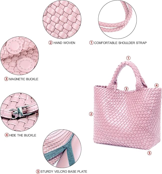 JINMANXUE Fashion Woven Bag Shopper Bag Travel Handbags and Purses Women Tote Bag Large Capacity Shoulder Bags - Image 6