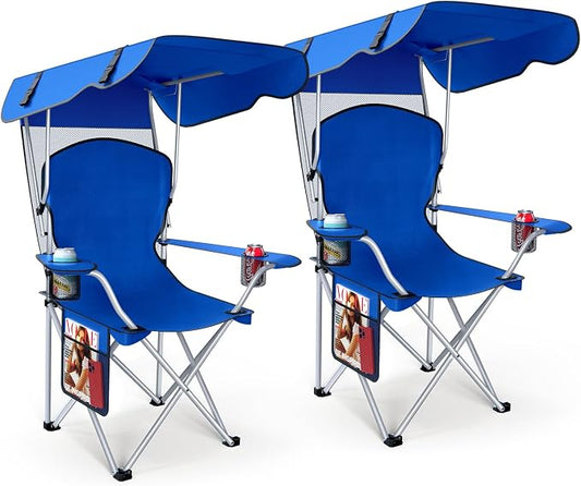 VTOY Portable Camping Chair with Canopy - Folding Chair with Canopy, Durable 600D Oxford Canopy Chair for Camping, Beach, Picnics, Fishing & Sports by VTOY