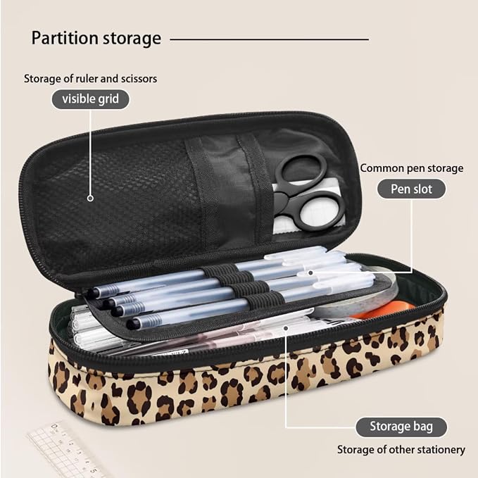 Cartoon Capybara Leopard Strawberry School Backpack Set Travel Bookbag Daypack for Kids Girls Boys Lunch Tote Bag Box Water Bottle Sleeve Pen Pencil Case Bags for Back to School - Image 5
