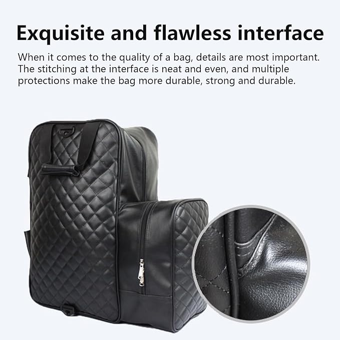 Professional Equestrian Bags Durable PU Leather Horse Riding Boots and Helmet Bag (Black) - Image 7
