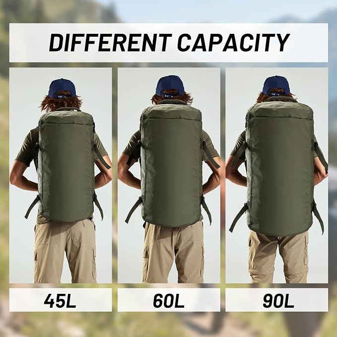MIER Large Duffle Bag Backpack for Travel Camping Gym Sports, 45L/60L/90L | Water Resistant, Convertible Duffel, Detachable Backpack Straps, Shoe Compartment, Heavy-Duty Tarpaulin, 3 Sizes - Image 5