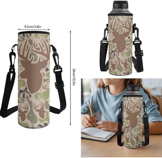 Deer Bow Camo Kids School Backpack Set 4Pcs, with Lunch Pouch | Pencil Case and Water Bottle Holder, Lightweight 600D Fabric, for Middle High School Students Daily Use - Image 7