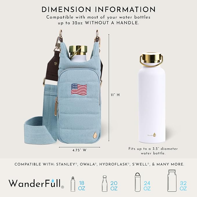 WanderFull® Original HydroBag®, Fits Up to 32 oz Water Bottle Holder with Strap, Gift for Women, Hands-Free Crossbody, Water Bottle Carrier Bag with Phone Pocket - Image 2