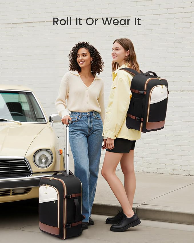 LOVEVOOK Rolling Backpack with Wheels, Carry On Luggage for Women Men, 17 Inch Wheeled Travel Backpack 57L Water Resistant, Flight Approved Underseat Luggage Trolley Bag for Business Overnight - Image 7