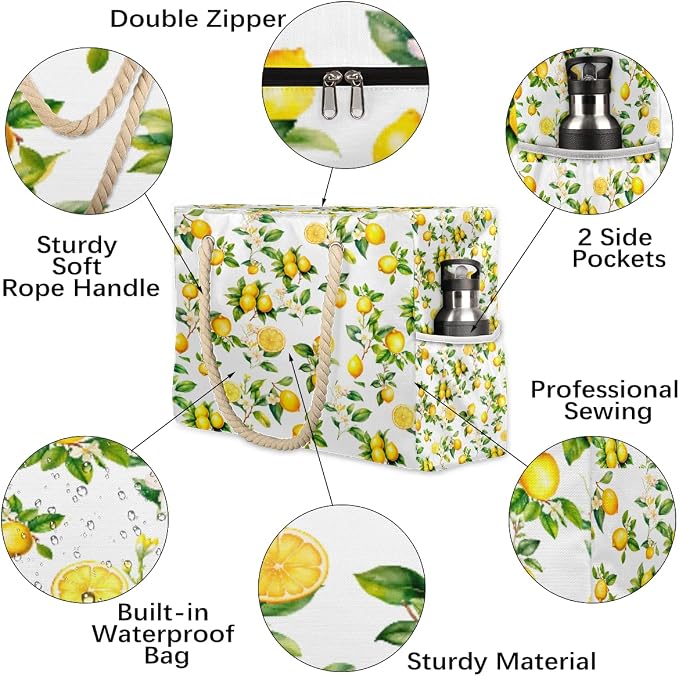 Large Beach Bag with Zipper Beach Bags for Women Water Resistant Swim Pool Bag - Image 5