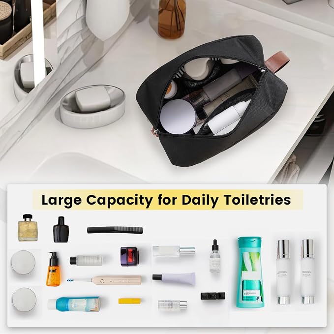 Vorspack Travel Toiletry Bag - Large Toiletry Bag for Men, Water Resistant Skincare Bag, Travel Bag for Toiletries - Black - Image 5