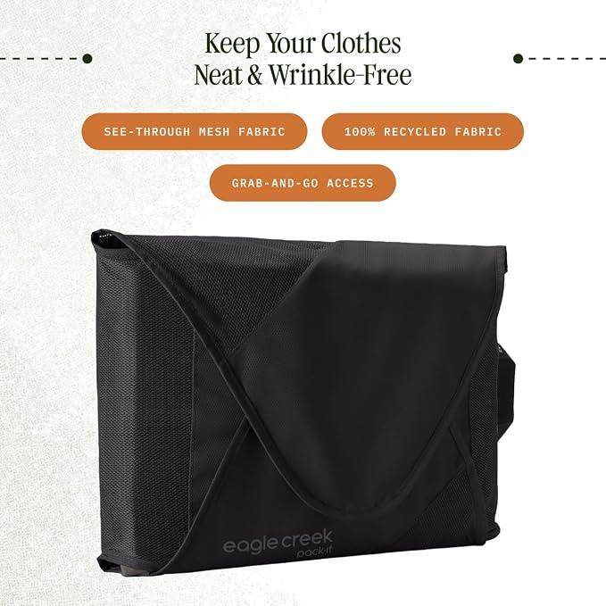 Eagle Creek Pack-It Reveal Garment Folder - Travel Garment Bag with Compression Wings to Maximize Luggage Space - Convenient Top Handle - Quick Drying Material - Black - Large - Image 2
