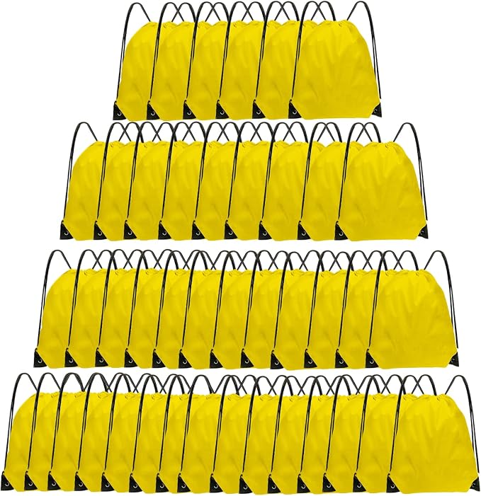 Grneric Drawstring Backpack Bulk 42 Pcs String Backpack Drawstring Bags Cinch Bag Sackpack for Men Women Gym (Yellow) by Grneric