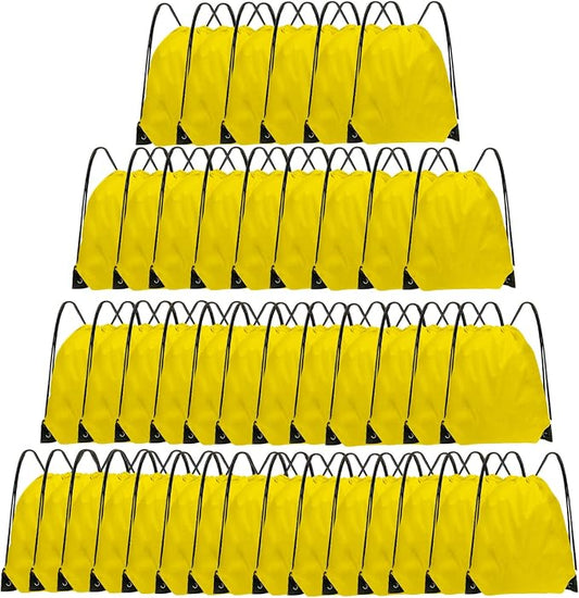 Grneric Drawstring Backpack Bulk 42 Pcs String Backpack Drawstring Bags Cinch Bag Sackpack for Men Women Gym (Yellow) by Grneric