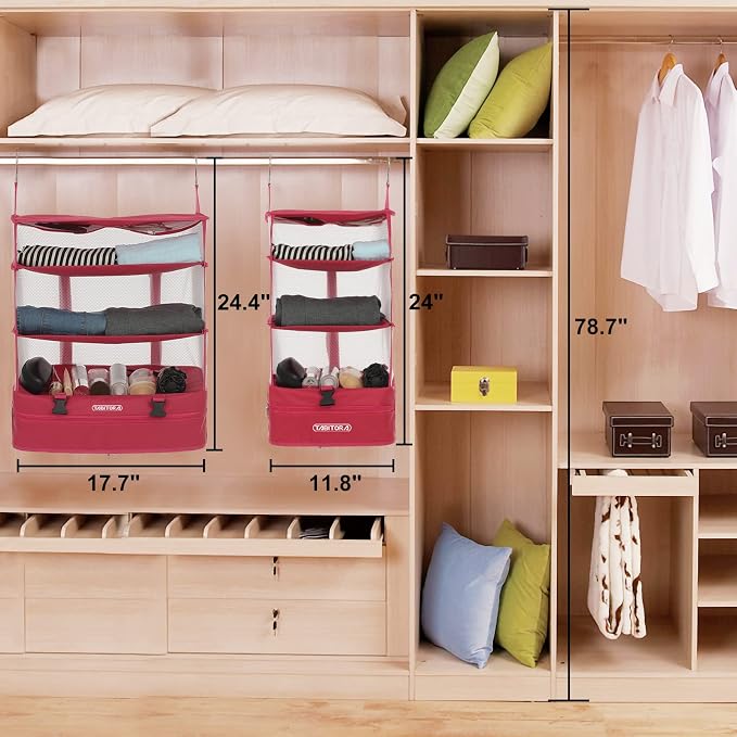 TABITORA Portable Hanging Travel Shelves Bag Packing Cube Organizer Suitcase Storage Large Capacity - Image 5