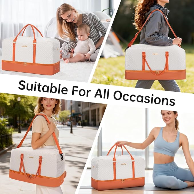 Weekender Bag for Women, 5 Pcs Set Carry on Overnight Bag, 23" Large Travel Duffel Bag with Waterproof Shoe Compartment for Weekend Travel Business Trip - Image 7