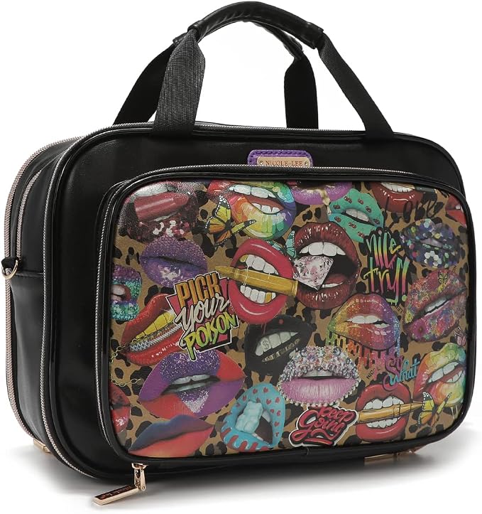 Nicole Lee Cosmetic Makeup Bag for Women - Multi Organization Toiletry Travel Bag with 5 Compartments (All Emotion) - Image 4