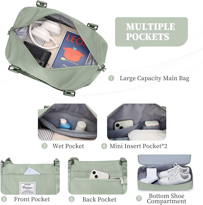 Weekender Bags for Women, Personal Item Travel Bag with Shoes Compartment | Overnight Travel Duffel Bag with Toiletry Bag, Airplane Friendly Carry-On Bag - Image 4