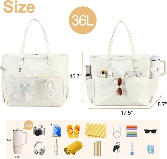 Bluboon Waterproof Beach Tote Pool Bags for Women Ladies Extra Large Carry On Bag With Wet Compartment for Weekender Travel - Image 6