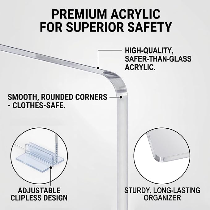 Acrylic Shelf Dividers for Closet Organization - 4 Pack Clear Removable 10/11.8" Tall X 11.8/10" Deep Sturdy Separators for Wood Cabinet - Vertical Adjustable Storage Clothes,Purse,Bag Organizer - Image 5