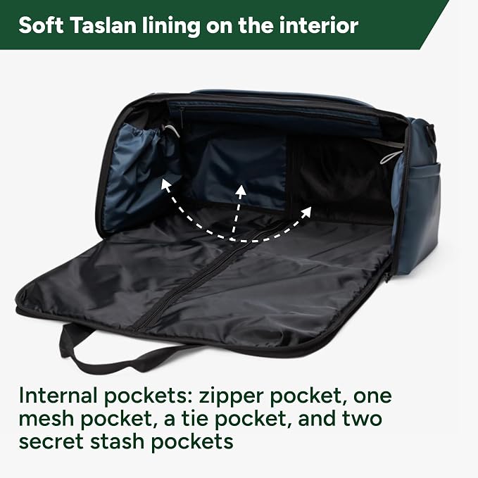 Halfday Convertible 2-in-1 Vegan Leather Premium Garment Duffel Weekender Bag 45L (Carry-on, Wrinkle-Free Travel, Hanging Suit Compartment, Shoe Pockets, Trolley Sleeve), Ocean - Image 3