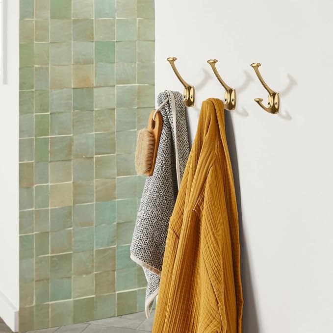 10 Pack Champagne Brozne Hooks Decorative Heavy Duty Solid Large Coat Hooks for Towel Hanging Coats Robe Wall Mounted Towel Bags Door Back Bathroom Wall Hook. - Image 3