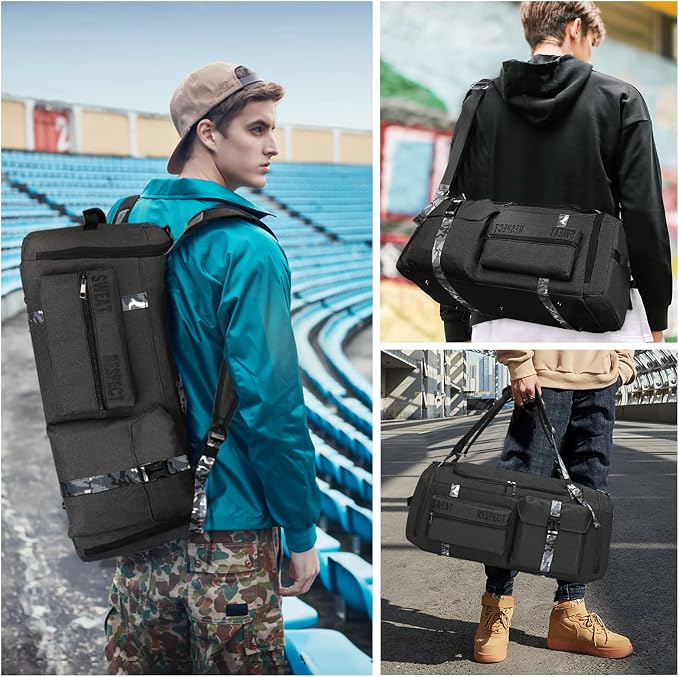 Cico Rider Gym Bags for Men Gym Duffle Bag Backpack 3-Way Sports Duffel Bags for Men with Shoe Compartment & Wet Pocket（Black） - Image 6