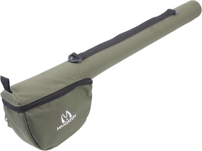 M MAXIMUMCATCH Maxcatch Fly Fishing Rod Case with Reel Pouch, Complete Protection Bag for 9FT 2/4 Piece Rods (Green, For 7.5' 4sec Fly Rod Length: 25.9'') by Maxcatch