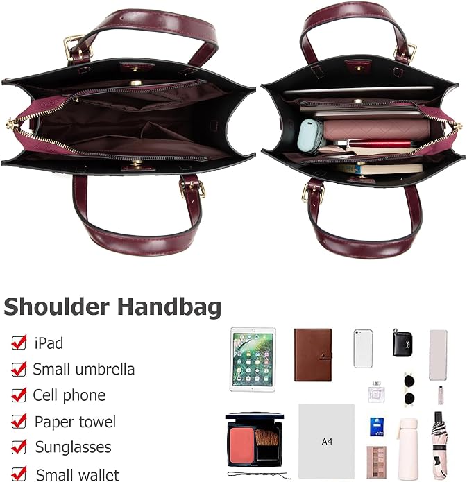 KingTo Women's Crocodile Pattern Satchel Handbags Stylish Tote Handbags crocodile purses for women 3 Pcs Set (B-blue) - Image 5