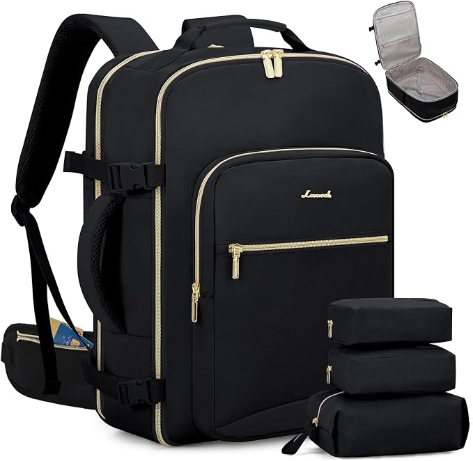 LOVEVOOK 40L Travel Backpack with Waist Strap,Flight Approved Carry on Backpack,Waterproof Personal Item Travel Bag,TSA Carry on Luggage Suitcase Travel Essentials,Gifts for Women & Men,fit 17" Laptop by LOVEVOOK