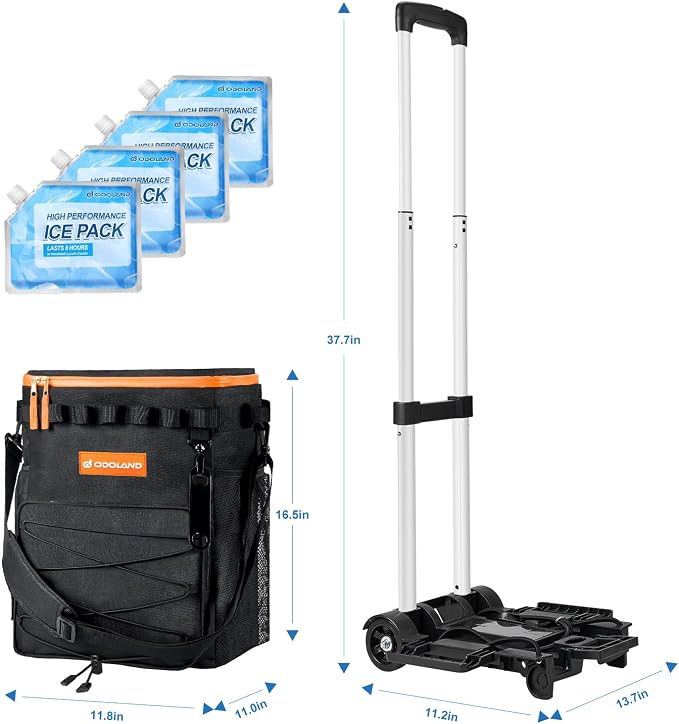 Odoland 72 Can Rolling Cooler Bag with Wheels & Handle, Collapsible Insulated Ice Chest for Beach, Camping & Tailgating - Portable Travel Soft Cooler on Wheels, Collapses for Easy Storage - Image 6