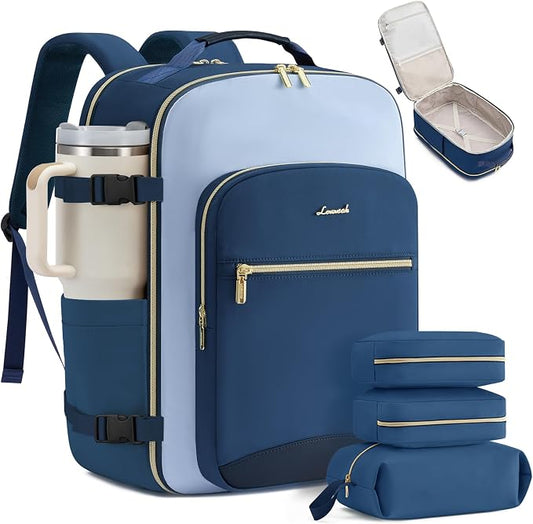 LOVEVOOK 56L Travel Backpack for Women & Men, Airline Approved Carry On Luggage with 3 Packing Cubes, TSA Overnight Bags, Waterproof Personal Item Bag, Weekender Essentials Backpacks fits 17" Laptop by LOVEVOOK