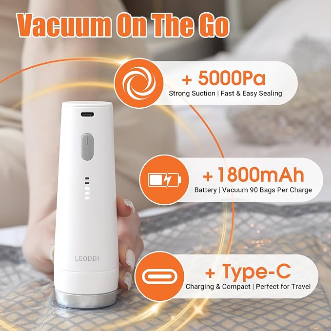 Vacuum Storage Bags for Travel with Rechargeable Cordless Pump, 15 Pack Compression Packing Bags for Luggage and Suitcase, Space Saver Seal Bag for Clothes and Clothing - Image 2