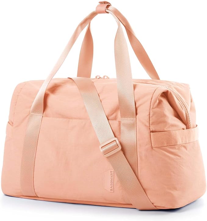 BAGSMART BAGSMART Gym Bag for Women, Carry on Weekender Overnight Bag, Travel Duffel Bags with Trolley Sleeve, Personal Item Travel Bag Tote Bag Workout Dance Bag(Orange,Medium) by BAGSMART
